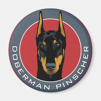 Doberman Abzeichen, Schwarz mit Rot Magnet