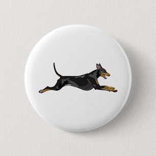 Doberman All Natural Running Black Button
