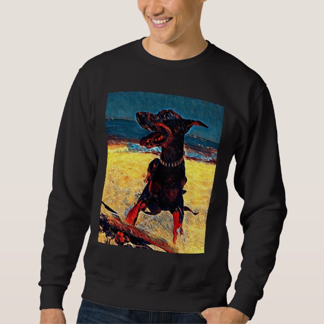 Doberman am Strand 820 Sweatshirt (Vorderseite)