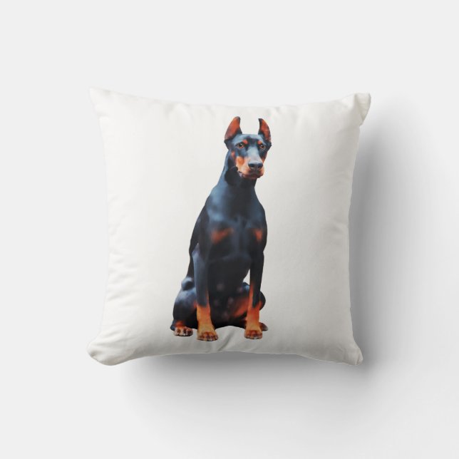 Doberman Aquarellmalerei Kissen (Vorderseite)