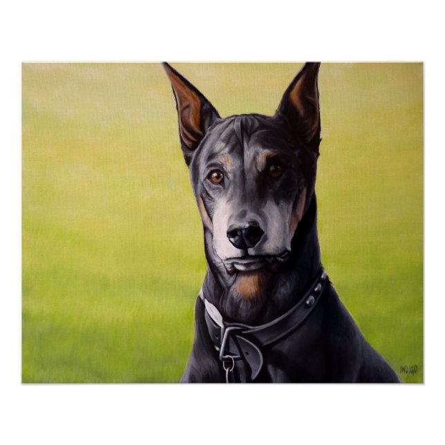 Doberman Art Poster Personalisiert Hunde Kunstdruc (Vorderseite)