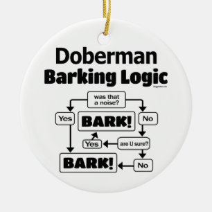Doberman Barking Logic Keramik Ornament