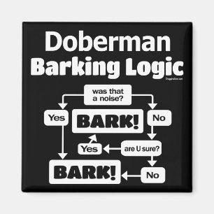 Doberman Barking Logic Magnet