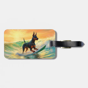 Doberman Beach Surfing Painting Gepäckanhänger
