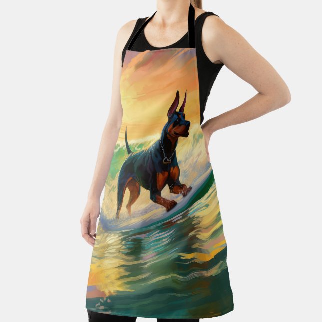 Doberman Beach Surfing Painting Schürze (InSitu)