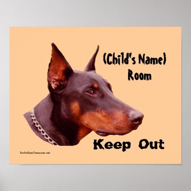 Doberman Behielt Kids Room Personalisiert Poster (Vorne)