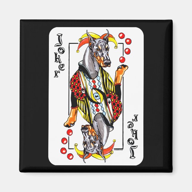 Doberman Black Joker Magnet (Vorne)