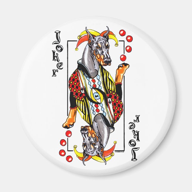 Doberman Black Joker Magnet (Vorne)