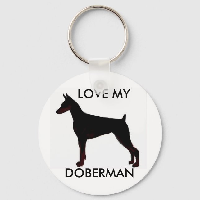 Doberman black, LIEBE MY, DOBERMAN Schlüsselanhänger (Vorderseite)