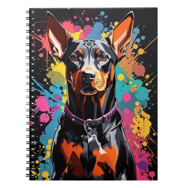 Doberman bunter Spalsh Notizblock (Vorderseite)