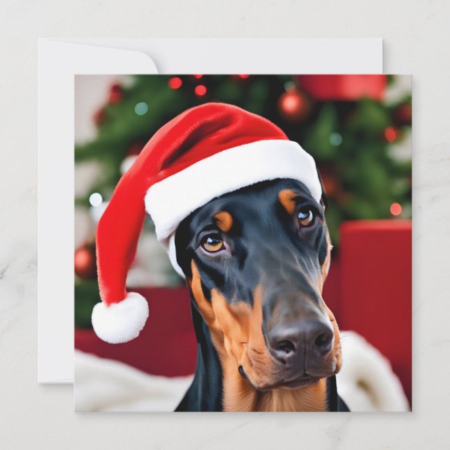 Doberman Christmas Feiertagskarte (Vorderseite)