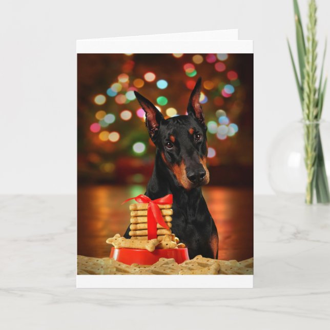 Doberman Christmas Feiertagskarte (Vorderseite)