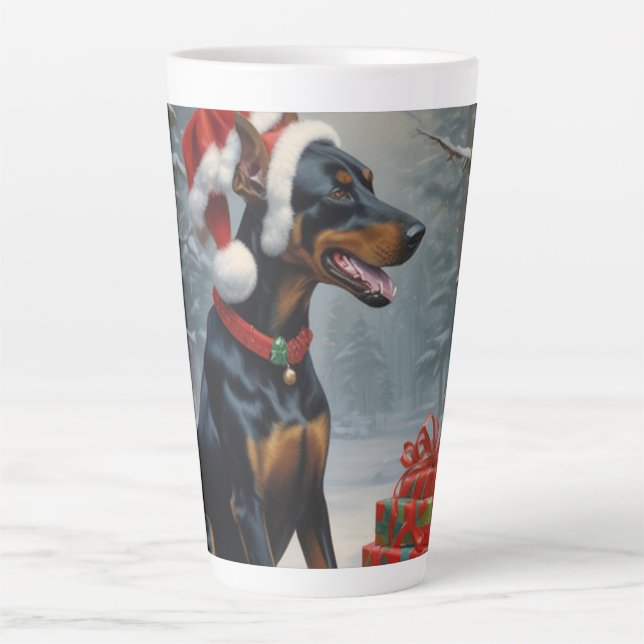 Doberman Christmas Milchtasse (Vorderseite)