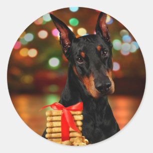 Doberman Christmas Runder Aufkleber