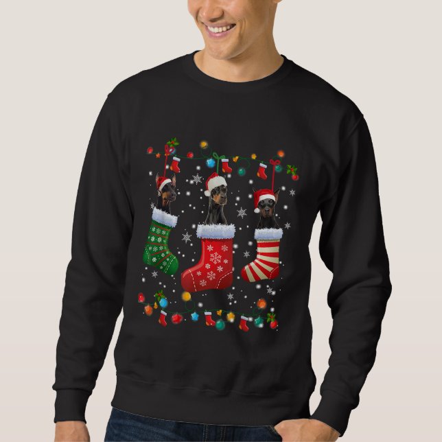 Doberman Christmas Socks Funny Xmas Pajama Dog Lov Sweatshirt (Vorderseite)
