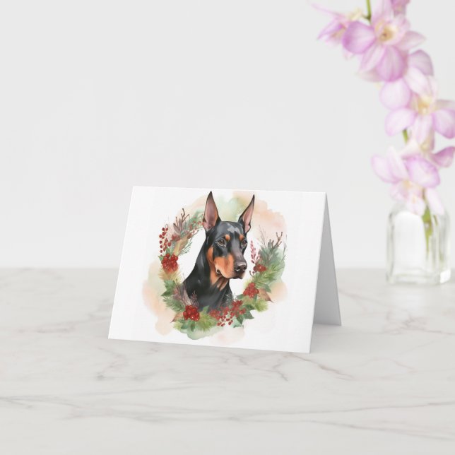 Doberman Christmas Wreath Festivals Karte (Orchidee)