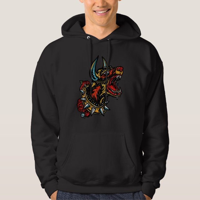 Doberman  designer retro streetwear high end fashi hoodie (Vorderseite)