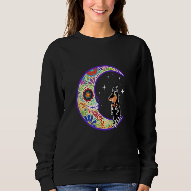 Doberman Dia De Los Muertos Skeleton Sweatshirt (Vorderseite)