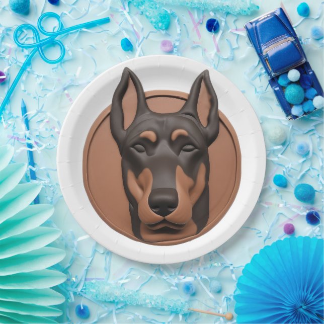Doberman Dog 3D Inspiriert Pappteller (Party)