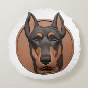 Doberman Dog 3D Inspiriert Rundes Kissen