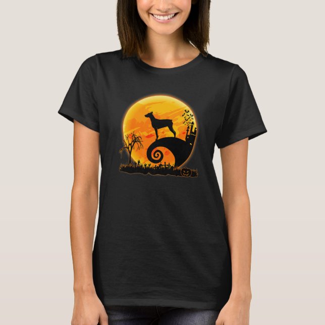 Doberman Dog And Moon  Scary Halloween Costume T-Shirt (Vorderseite)