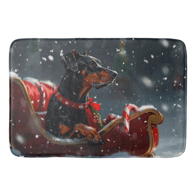 Doberman Dog Christmas Festive Badematte (Vorderseite)