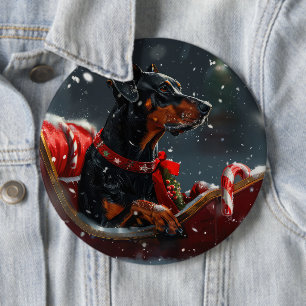 Doberman Dog Christmas Festive Button