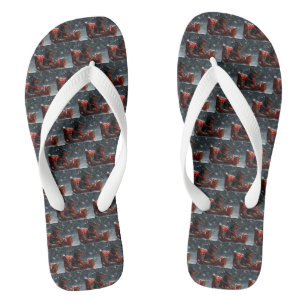 Doberman Dog Christmas Festive Flip Flops