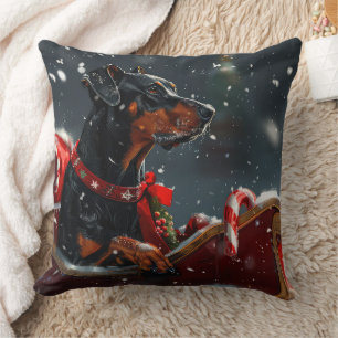 Doberman Dog Christmas Festive Kissen