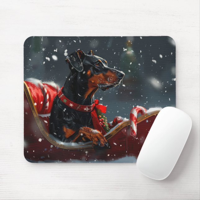 Doberman Dog Christmas Festive Mousepad (Mit Mouse)