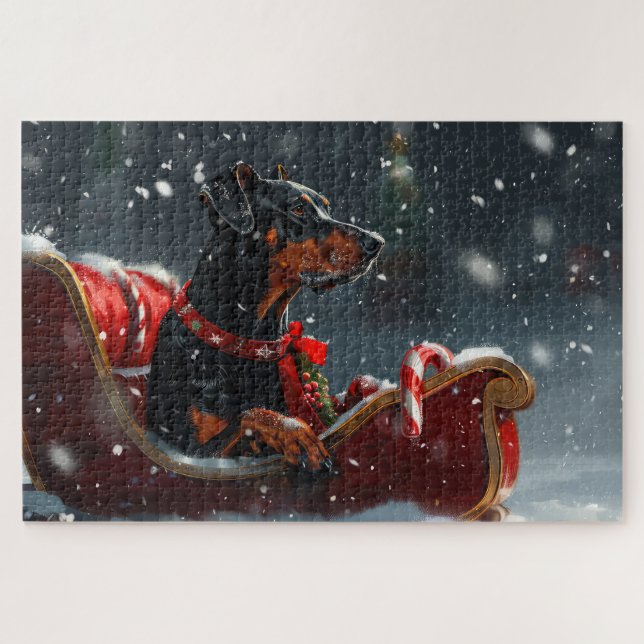 Doberman Dog Christmas Festive Puzzle (Horizontal)