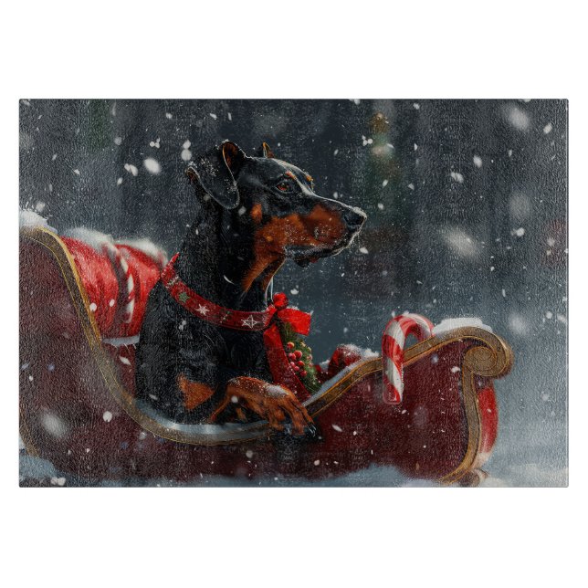 Doberman Dog Christmas Festive Schneidebrett (Vorderseite)