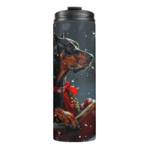 Doberman Dog Christmas Festive Thermosbecher