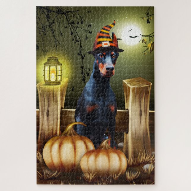 Doberman Dog Halloween Jigsaw Puzzle (Vertikal)
