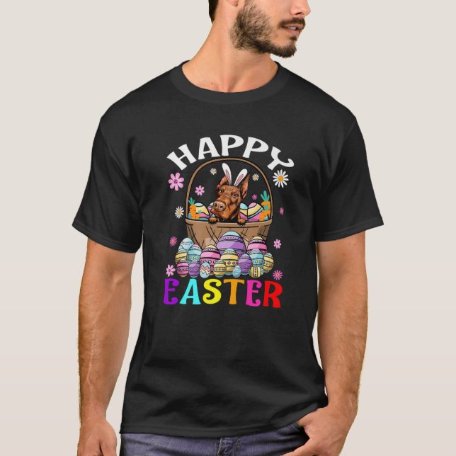 Doberman Dog Happy Oaster Bunny Egs Oster T-Shirt (Vorderseite)