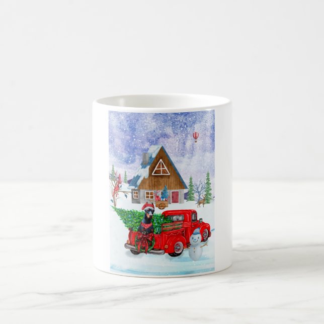 Doberman Dog in Christmas Delivery LKW Schnee Kaffeetasse (Mittel)