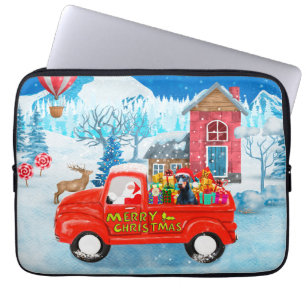 Doberman Dog in Christmas Delivery Truck Schnee Laptopschutzhülle