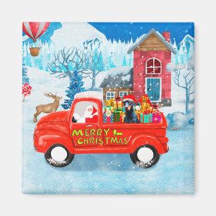 Doberman Dog in Christmas Delivery Truck Schnee Magnet