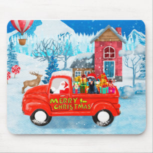 Doberman Dog in Christmas Delivery Truck Schnee Mousepad