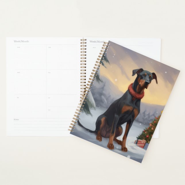 Doberman Dog in Schnee Weihnachten Planer (Anzeige)