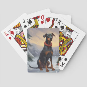 Doberman Dog in Schnee Weihnachten Spielkarten