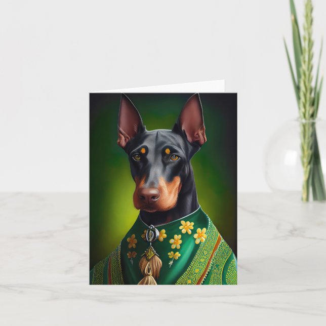 Doberman Dog in St. Patrick's Day Dress Karte (Vorderseite)