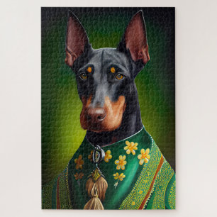 Doberman Dog in St. Patrick's Day Dress Puzzle