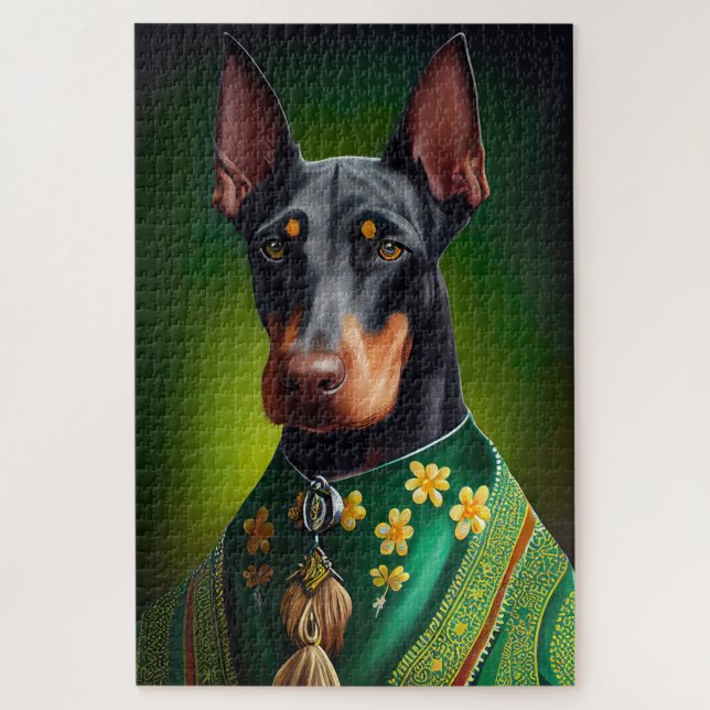 Doberman Dog in St. Patrick's Day Dress Puzzle (Vertikal)