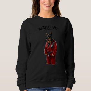 Doberman Dog Judo Karate Master in Red Judogi 1 Sweatshirt