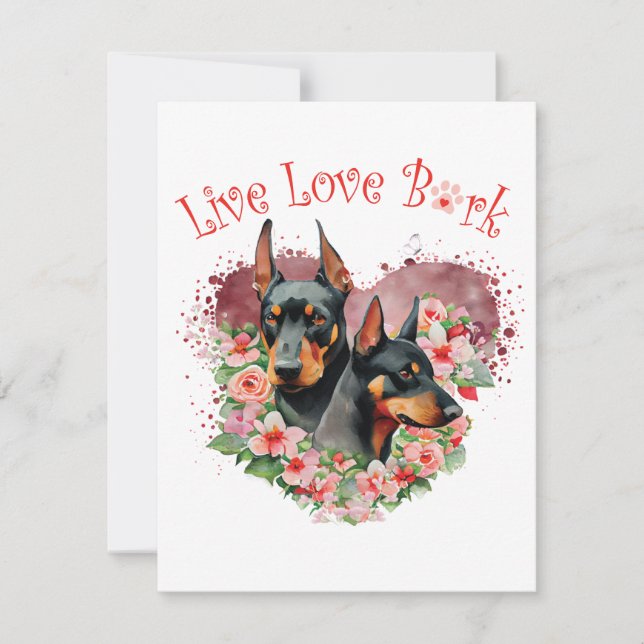 Doberman Dog Mama Floral Mitteilungskarte (Vorderseite)