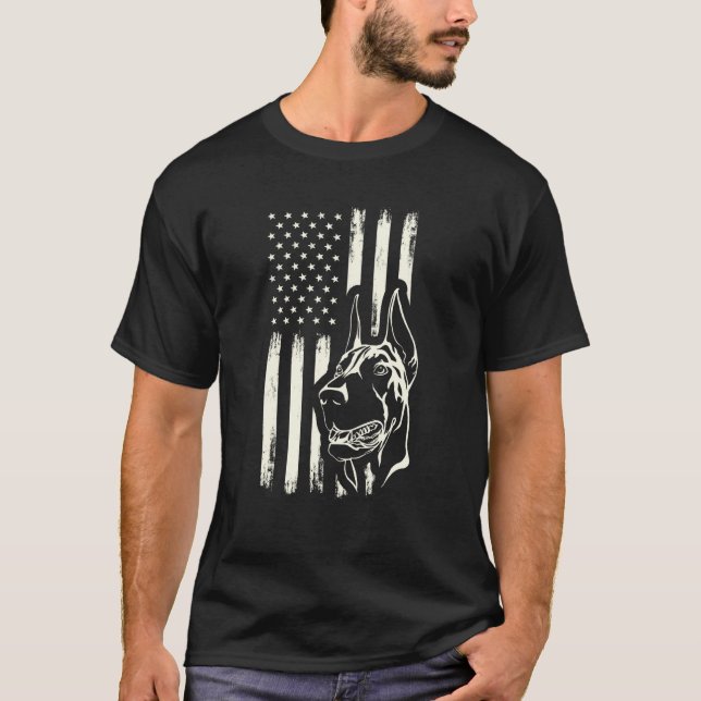 Doberman Dog Pinscher American Flag Hunde aus Amer T-Shirt (Vorderseite)