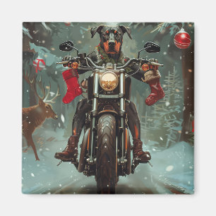 Doberman Dog Riding Motorrad Weihnachten Magnet