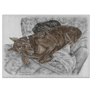 Doberman Dog und Puppy Schneidebrett