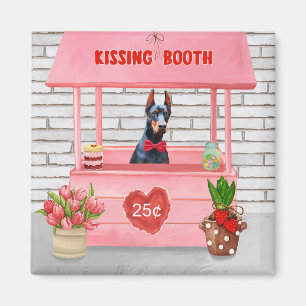 Doberman Dog Valentine's Day Kissing Booth Magnet